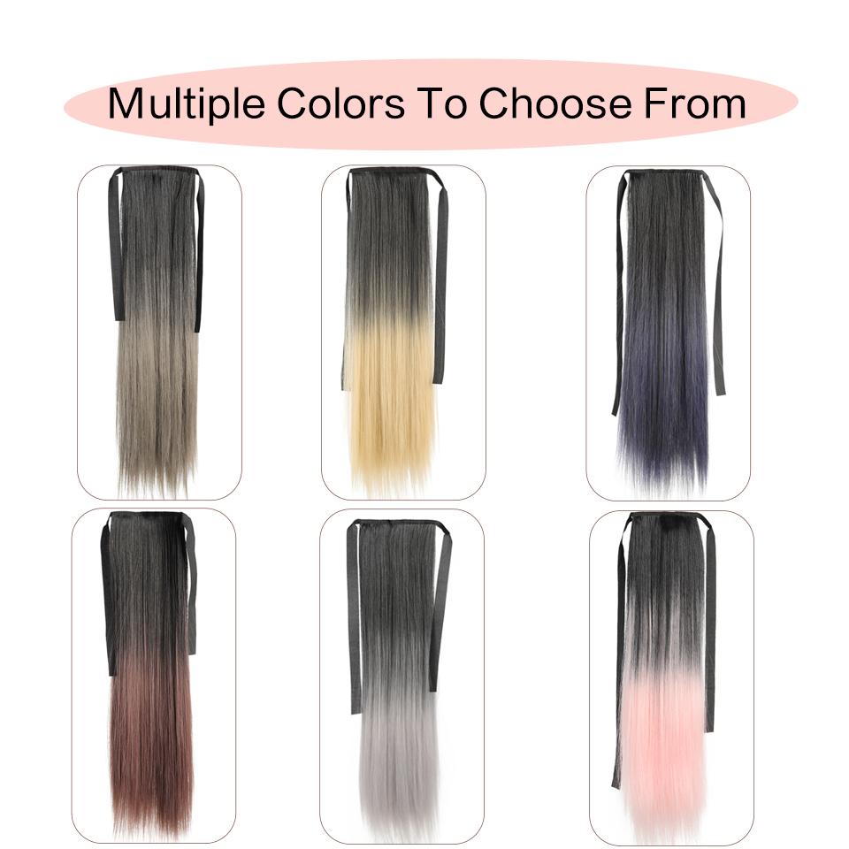 Синтетический конский хвост, длинный, с водной рябью, конский хвост, накладные волосы, термостойкий конский хвост, черный градиент, серый для женщин