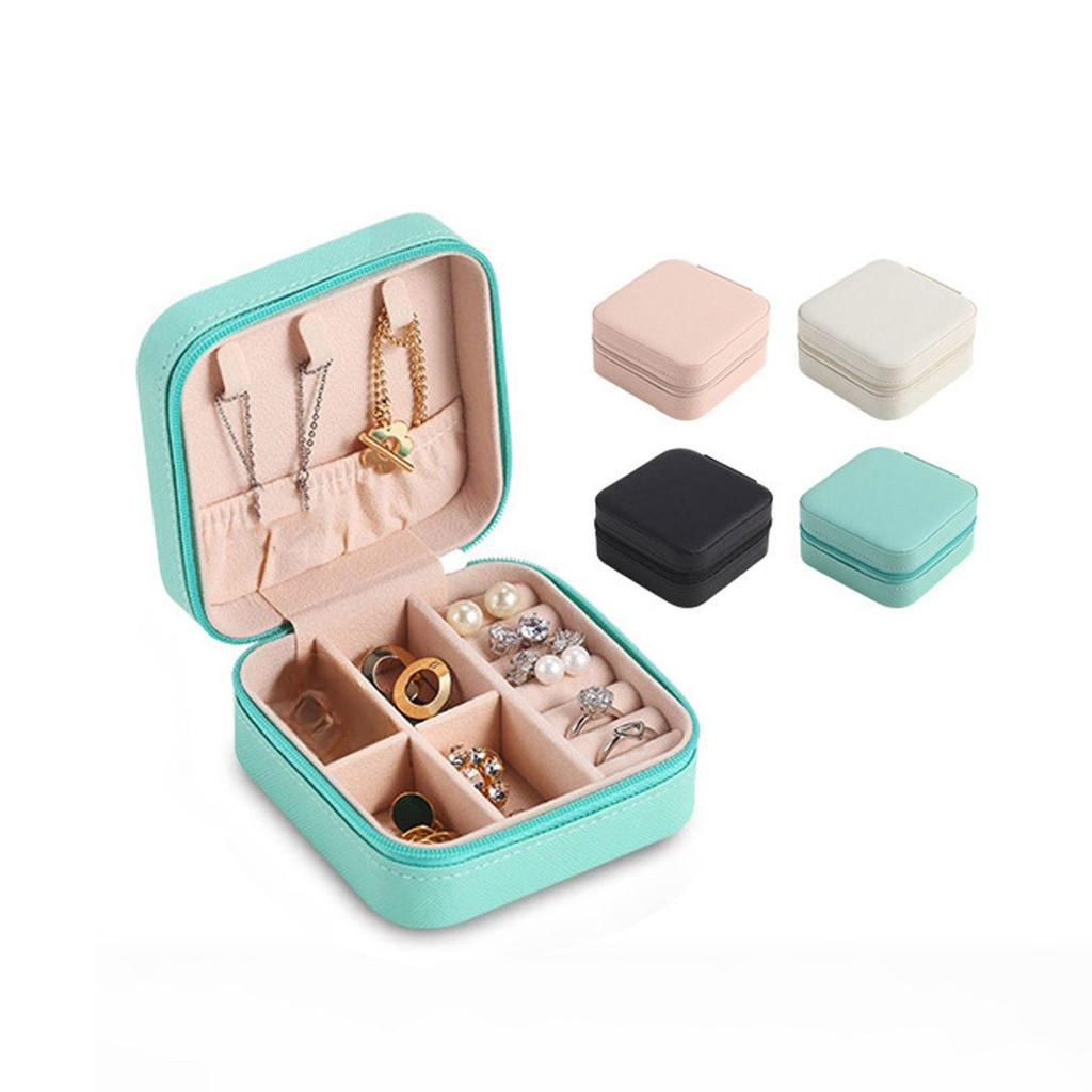 Jewelry Storage Box Portable Home Travel Earrings Necklace Storage Case For Women Ring Organizer PU Leather Display Case