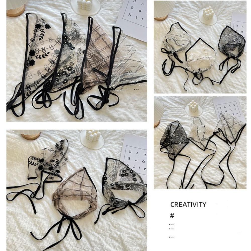 Lace Hair Scarf Embroidered Flower Triangular Scarf Fashion Hair Head Wrap Women