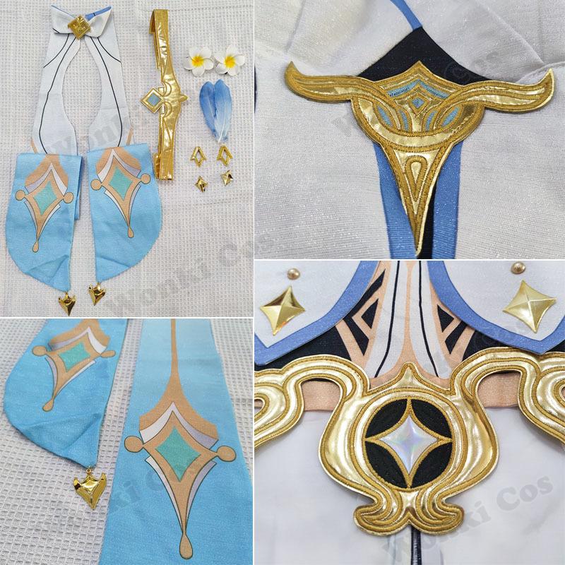 Высококачественный костюм для косплея Путешественницы Люмин, парик для игры Impact, костюмы для косплея персонажа, платье, женские наряды для вечеринки