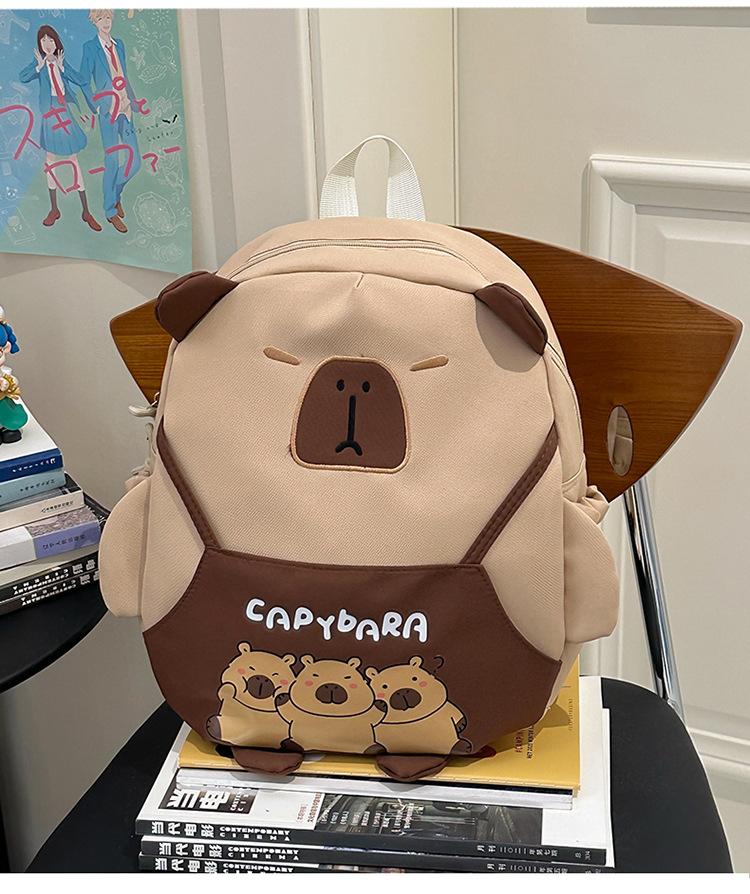 Школьный рюкзак Капибара личность забавный школьный рюкзак встык контрастный цвет мультяшный милый рюкзак для девочки дорожная сумка через плечо