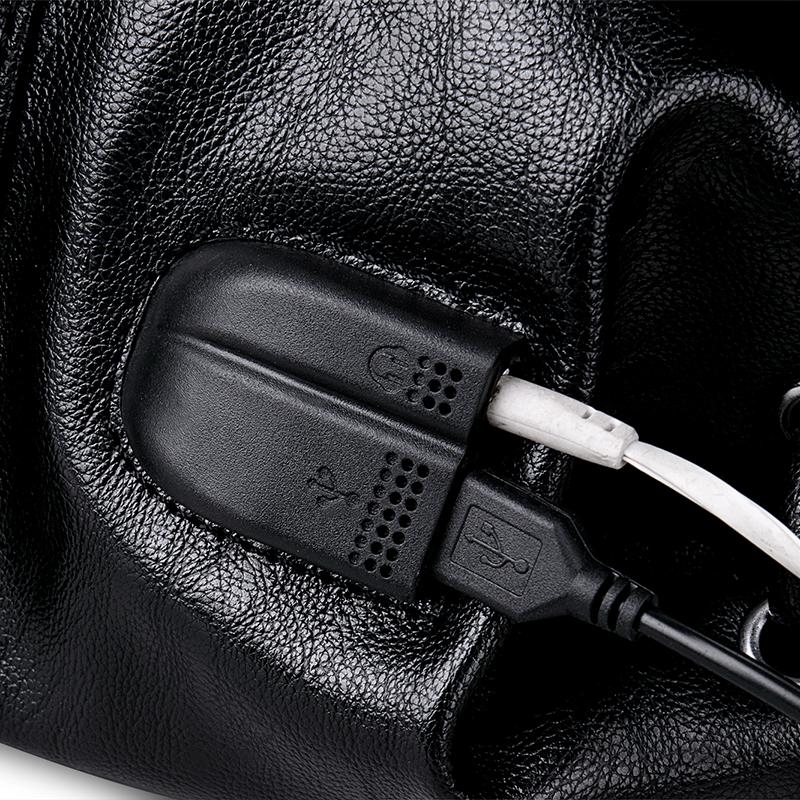 Large Capacity Leather PU Men's Backpack Expandable Backpack USB Charger Travel Computer Laptop Students Fashion