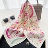 27.56inch Cashew Floral Print Silk Scarf For Women Spring/Summer French Style Square Scarf Thin Neck Scarf Hair Tie Bandana