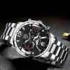 3pcs/set, Fashion Men's Calendar Sports Quartz Watch with Stainless Steel Strap & Bracelet & Necklace, Best Gifts for Him