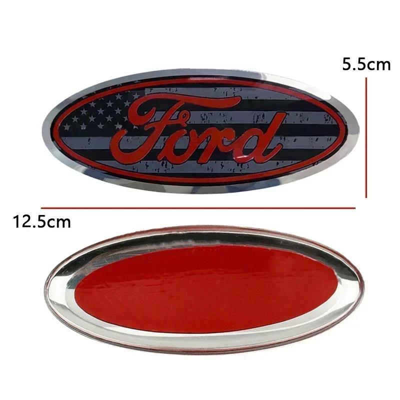For Ford Mondeo Fusion Focus Fiesta Kuga Edge Transit Ecosport 12.5x5cm Car Front Emblem Logo Rear Trunk Badge Decal Decoration CVX1
