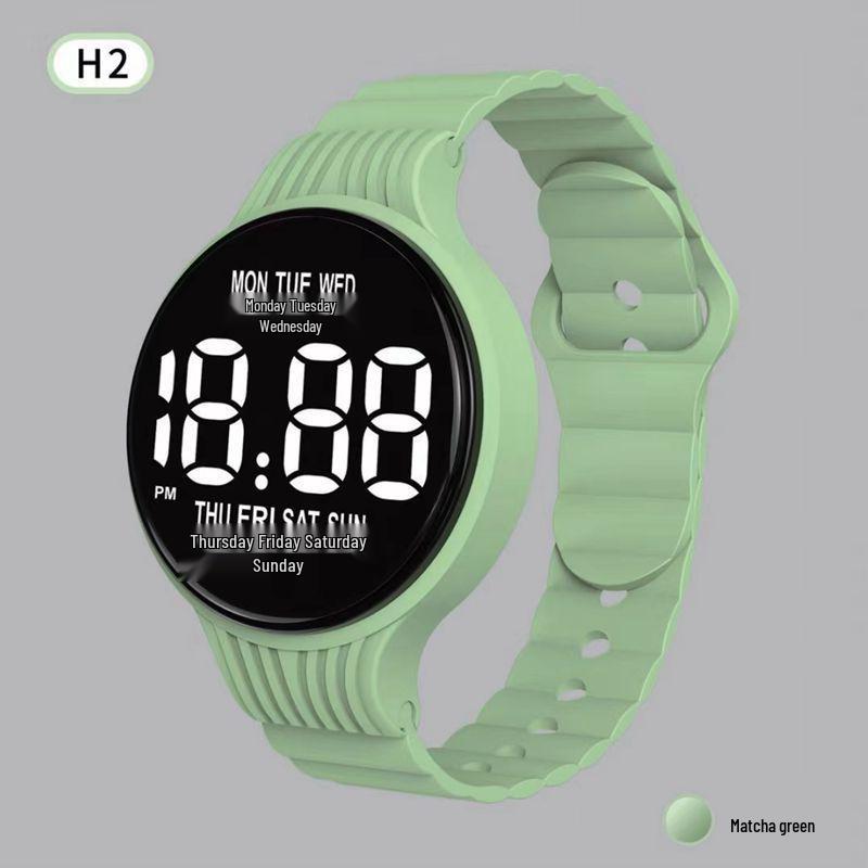 Светодиодные светящиеся цифровые спортивные часы H2 – Круглые, дизайн интернет-знаменитости для студентов