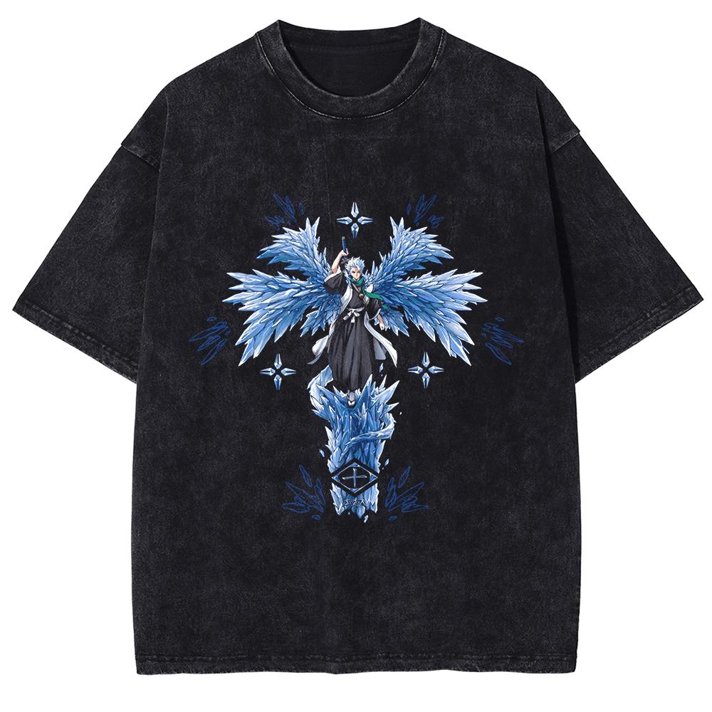 BLEACH T Shirt Manga Kurosaki Ichigo Print Tshirt Men Unisex Clothes Vintage Washed Streetwear Short Sleeve Cotton Tee Shirt