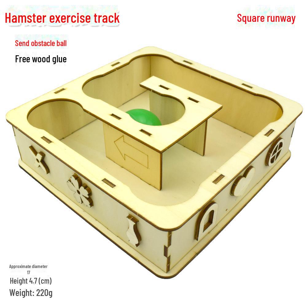 Solid Wood Hamster Play Tunnel: Sports Track, Climbing Stairs, Shelter & Fitness Platform.