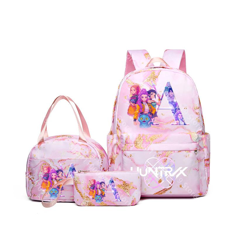 3pcs/set KPop Demon Hunters Girls Schoolbag Lunch Bag PencilCase Student Cartoon Backpack Bento Pouch Pen Bags School Supplies Gift