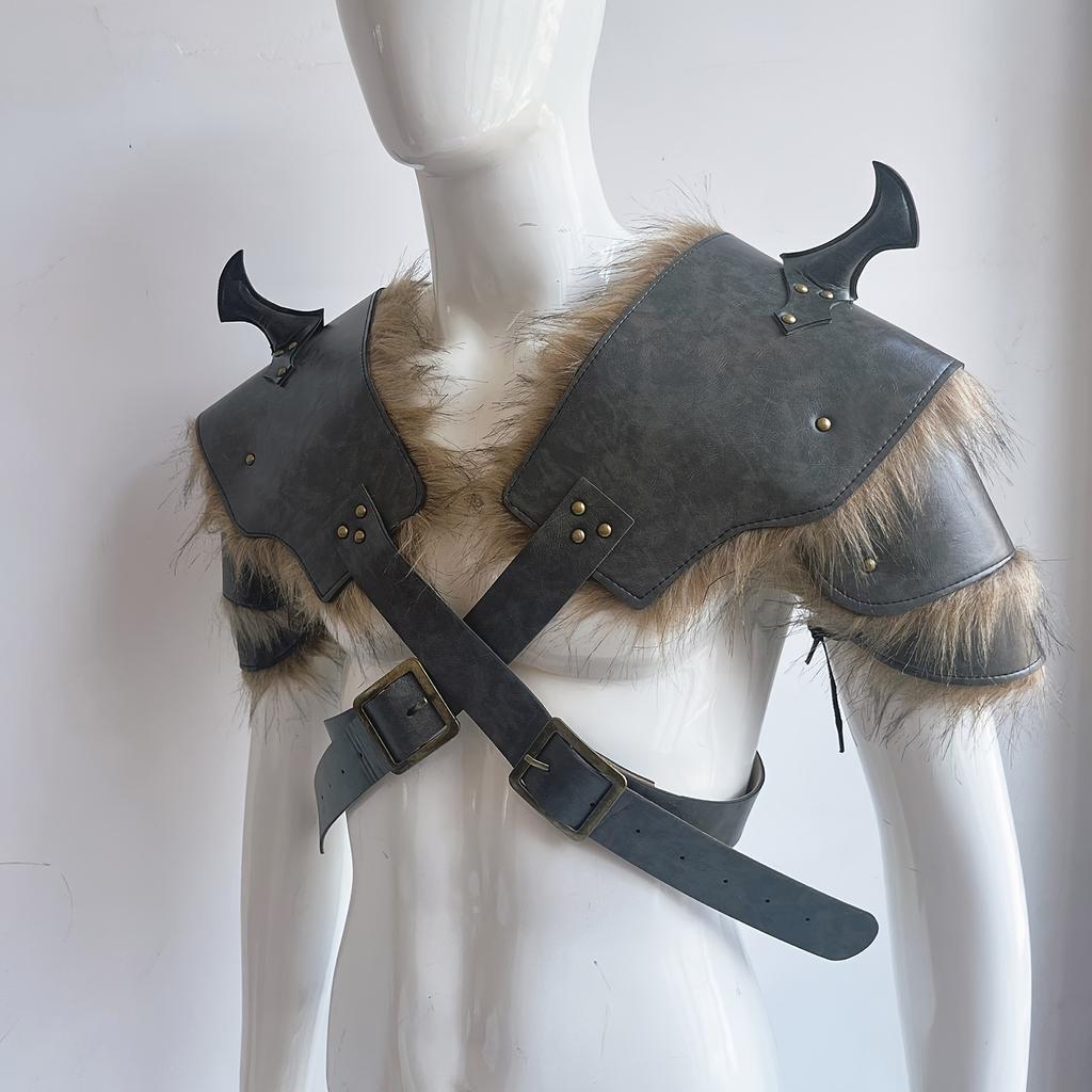 1 шт./1 пара, наряд средневекового рыцаря викингов эпохи Возрождения, 2 цвета, шаль на плечо из искусственной кожи с краями из искусственного меха, привет