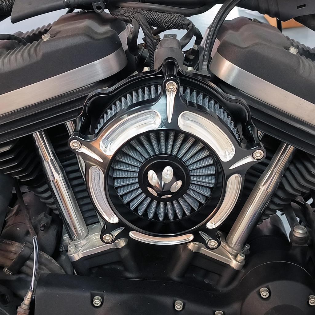 HDBUBALUS Motorcycle Air Intake Air Filter for Harley Sportster Air 883XL 1200 Xl883n Xl1200x 2004-2022 Black and Grey