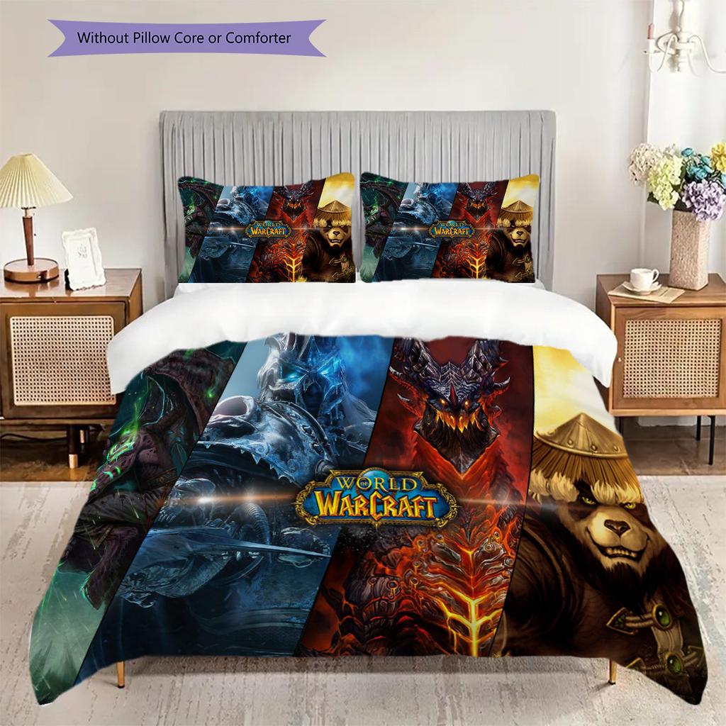 Fantasy Warriors Unite Bedding (1 * duvet cover + 2 * pillowcase, without core) 2D Flat Soft and comfortable Christmas birthday gift