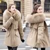 Pie overcomes the tide of medium and long velvet and thickened cotton-padded clothes for women's winter new warm loose coats and cotton-padded jackets