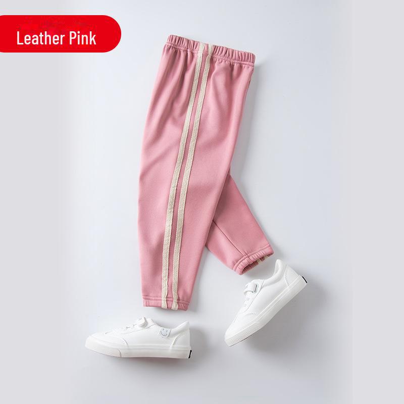 Boys' and Girls' Velvet-Lined Autumn Sports Pants - Warm Casual Wear for Spring and Fall