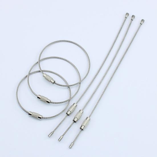 10Pcs Stainless Steel Wire Keychains 1/1.5/2mm Cable Loop Connecter