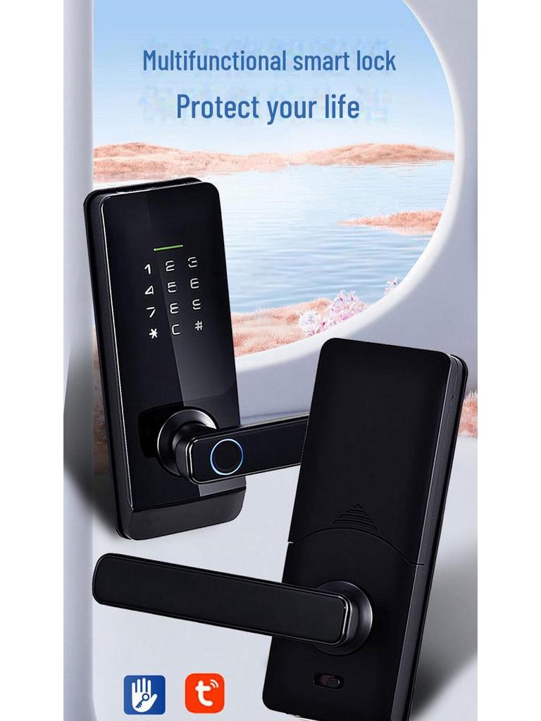 Американский интеллектуальный дверной замок со сканером отпечатков пальцев для комнат, офисов, квартир и отелей с шаровой ручкой и клавиатурой