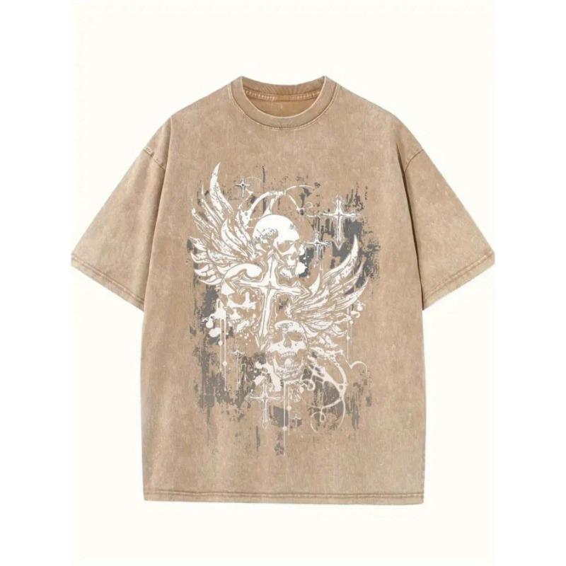 Dark Punk - Style Skulls And Wings, Cyber Punk Style. Daily Prize Claim. A Retro Trendy Crew Neck Short Sleeve Top