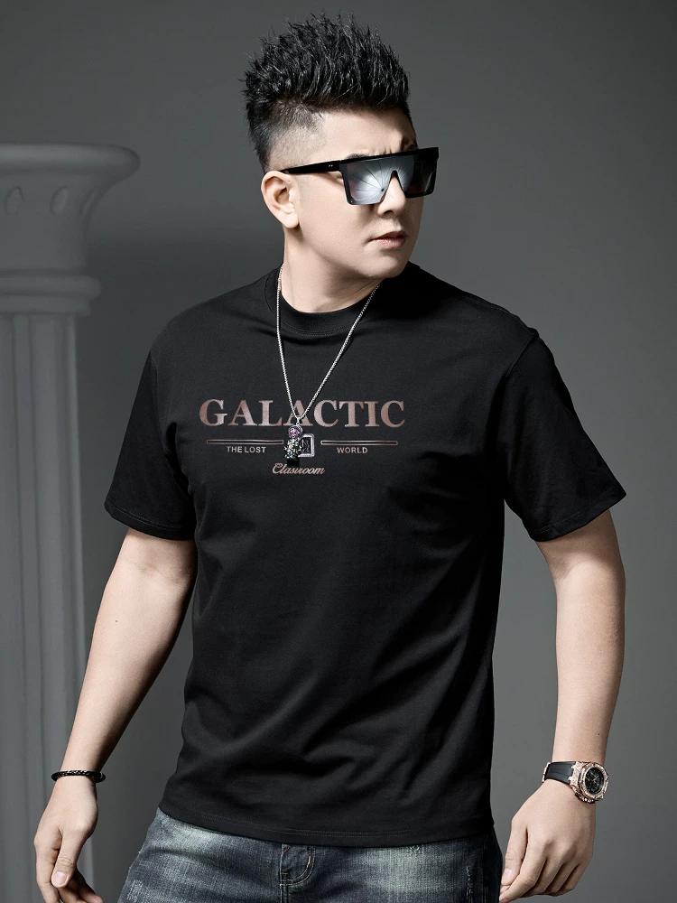 European Style Letter Print Short-Sleeve T-Shirt for Men 2025 New Summer Trendy Loose Round Neck Men's Half-Sleeve T-Shirt