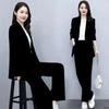 Spring and Autumn Suits, Professional Royal Sister Style, Thin, Long-sleeved Suit Jacket, Wide-leg Trousers, Two-piece Suit