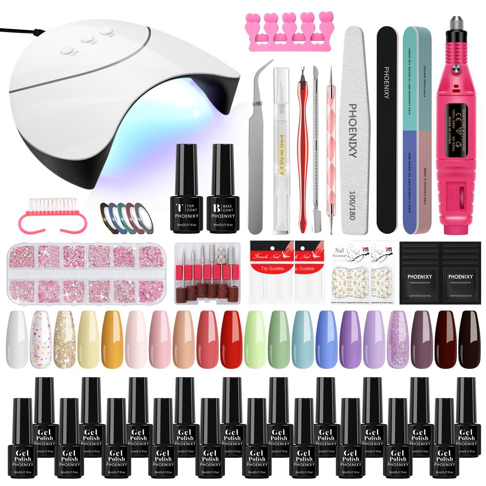 Лампа PHOENIXY 36 Вт, профессиональный набор для ногтей, лампа для ногтей, сушилка для ногтей, фреза для ногтей, маникюрный набор для замачивания и инструменты для украшения дизайна ногтей