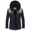 New Long-sleeved Shirt Men's Fleece Thickened Plaid Hooded Shirt