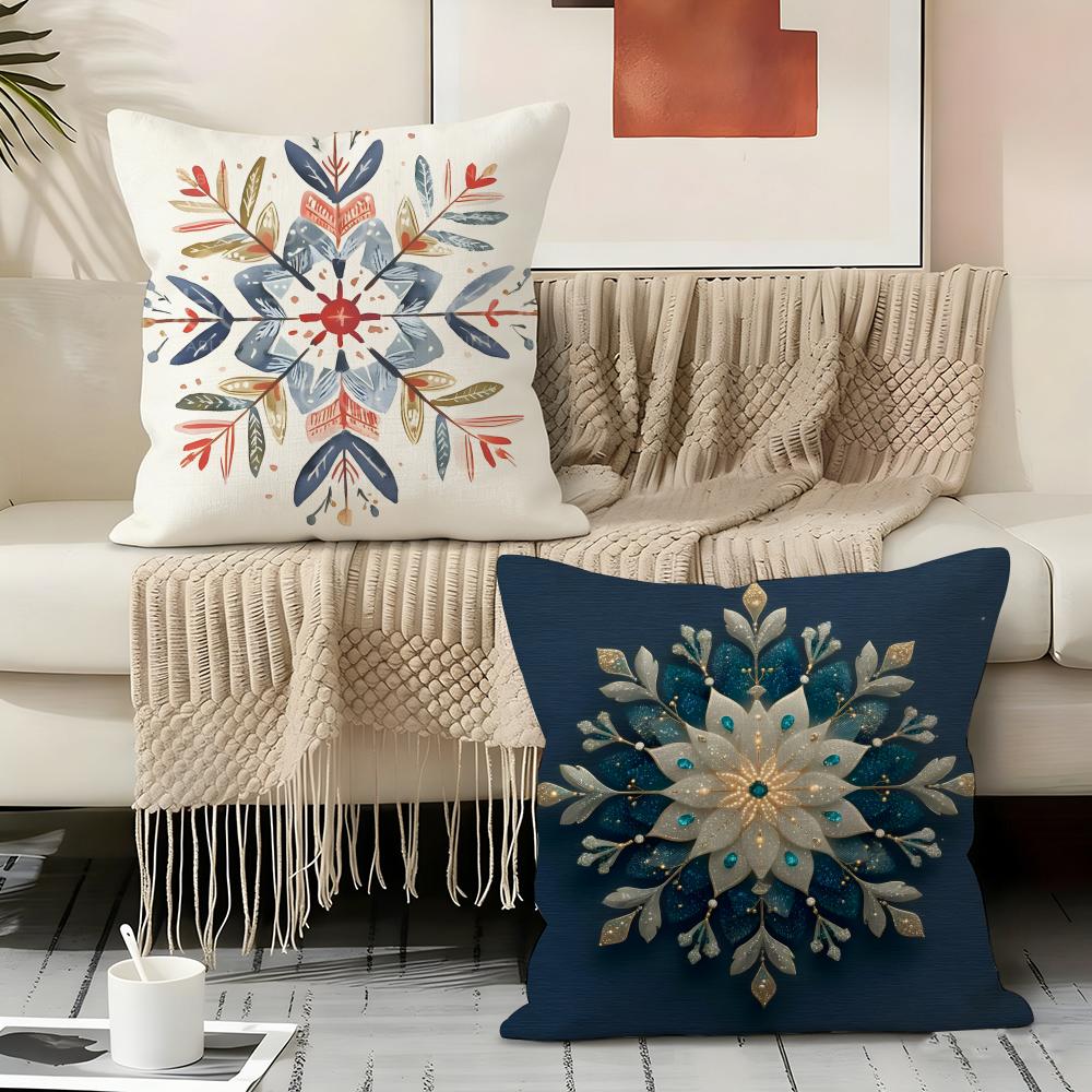 Snowflake Hexagonal Maple Leaf Pillow Case Pillowcase, Double-Sided Printed, Sofa Cushion, Bedroom Headboard Pillow