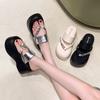 Versatile Summer Thick-soled Heightening Pinch-on Flip-flops Cool Slippers 2025 New Fairy Style with Skirt Beach Sandals