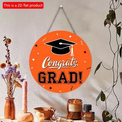 2D плоские 20*20 см 1 шт. Оранжевый узор GRAD для тематической вечеринки «Выпускной сезон», подвесные принадлежности, черная шапочка бакалавра с принтом, украшение для празднования