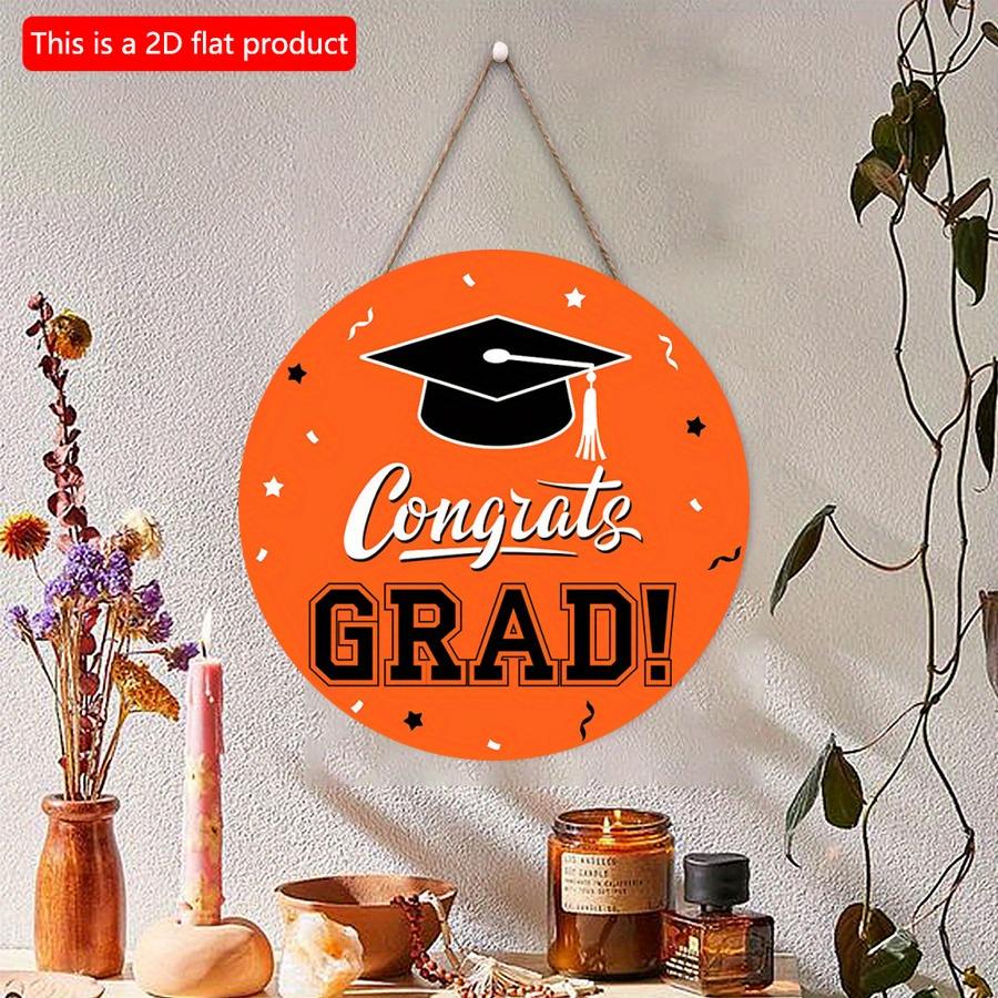 2D плоские 20*20 см 1 шт. Оранжевый узор GRAD для тематической вечеринки «Выпускной сезон», подвесные принадлежности, черная шапочка бакалавра с принтом, украшение для празднования
