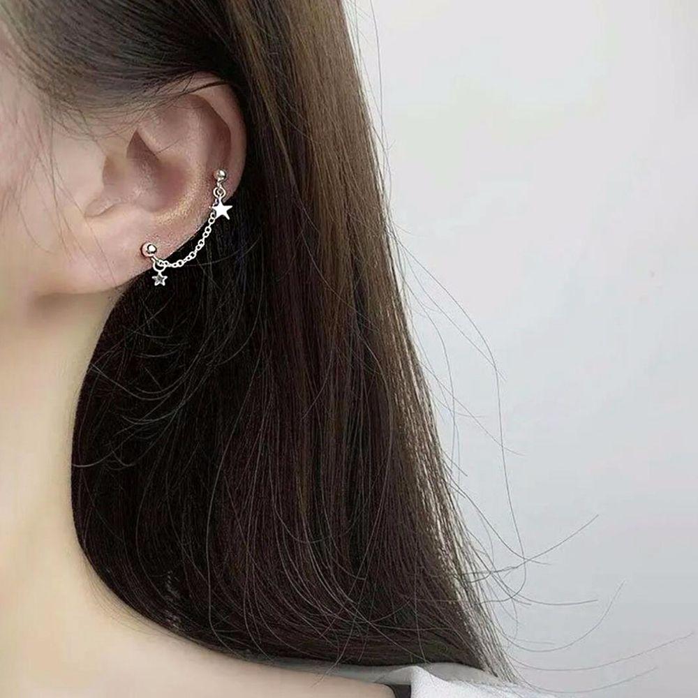 star Double Ear Holes Female Ear studs Star Ear studs Ear Chain Earrings Korean Style Earrings