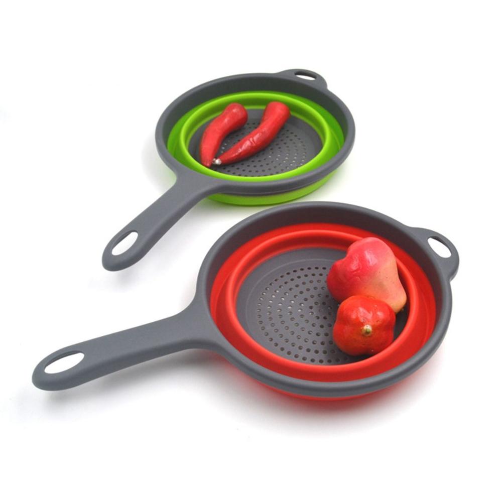 Fruit Silicone Foldable Collapsible Washing Draining Basket Drainer Strainer Colander Dish