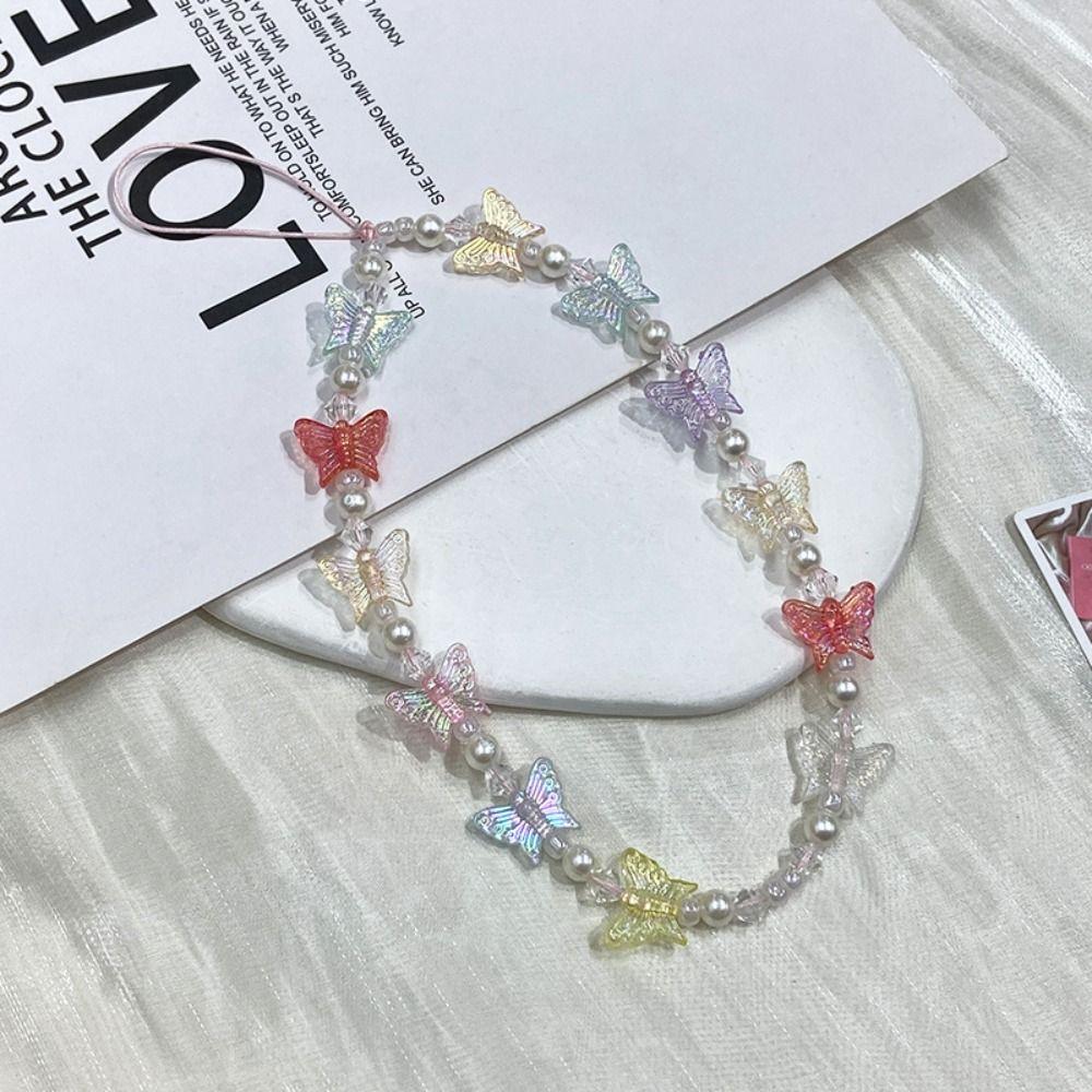 Anti-lost Candy Colors Cellphone Keychain Y2K Butterfly Mobile Phone Chain Women