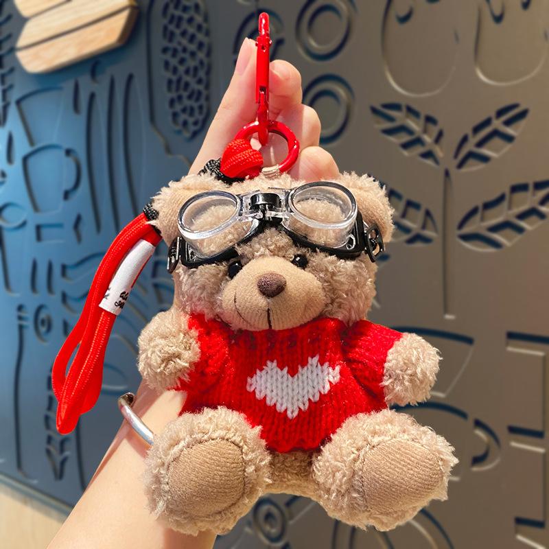 Cartoon Curly Teddy Bear Bag Pendant Creative Mobile Phone Case Accessories Accessories Doll Doll Bag Charm