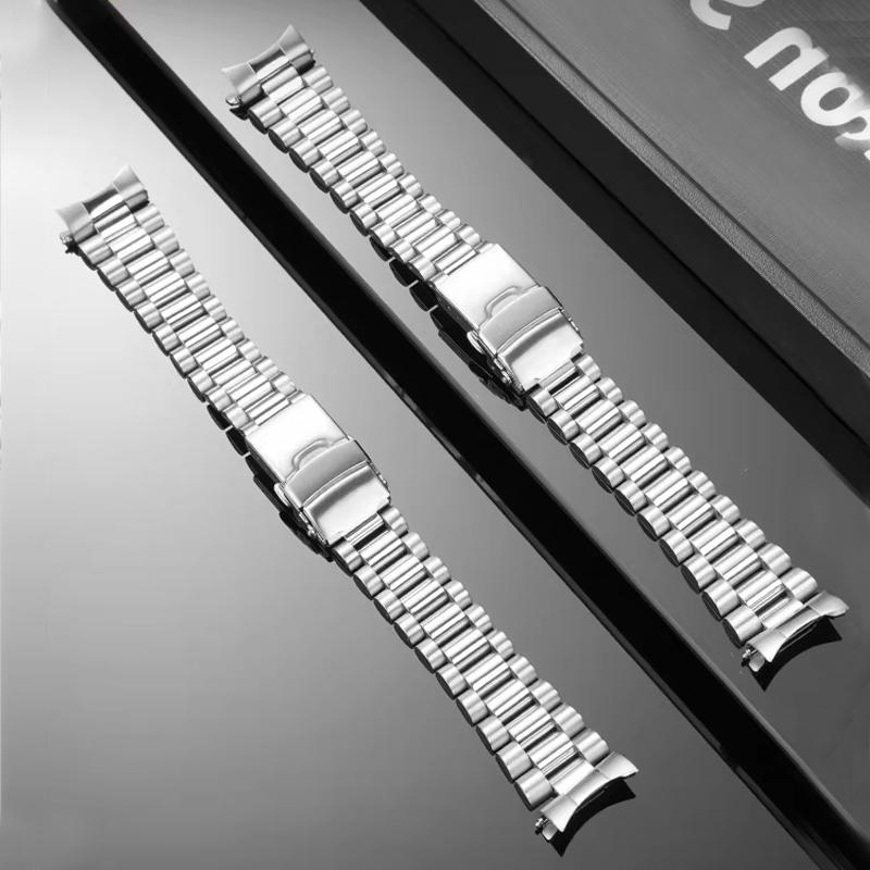 Прочный ремешок для часов из нержавеющей стали для серии Seiko SKX013 SKX015 Изогнутый конец Модификация цепочки для часов Ремешок 20 мм Складная пряжка