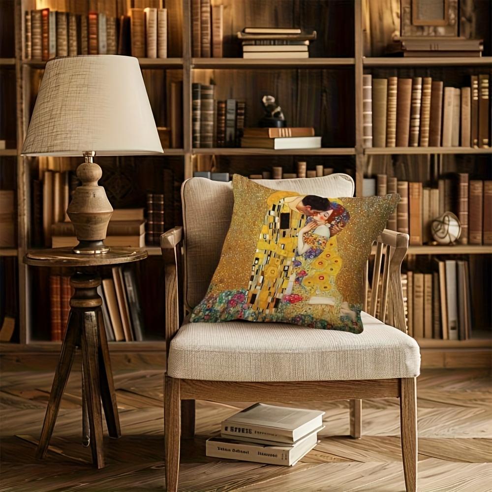 Pillow Cover Art Print Vintage Golden Aesthetic Cushion Case For Sofa Bed Couch Boho Home Decor