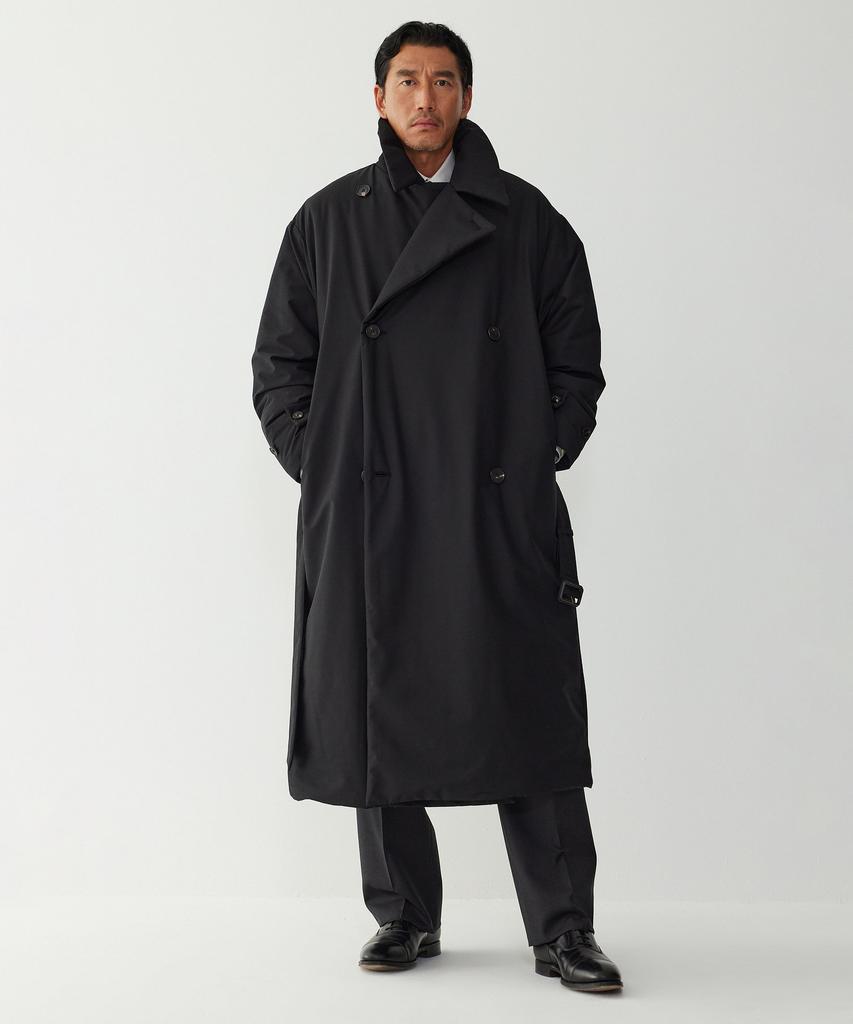 Man On The Boon Clean Padded Double Trench Coat_Black 4715309019