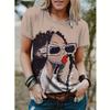 Women's Abstract Face Short Sleeved T-shirt 3D Printed Street Style T-shirt for Girls, O-neck Top