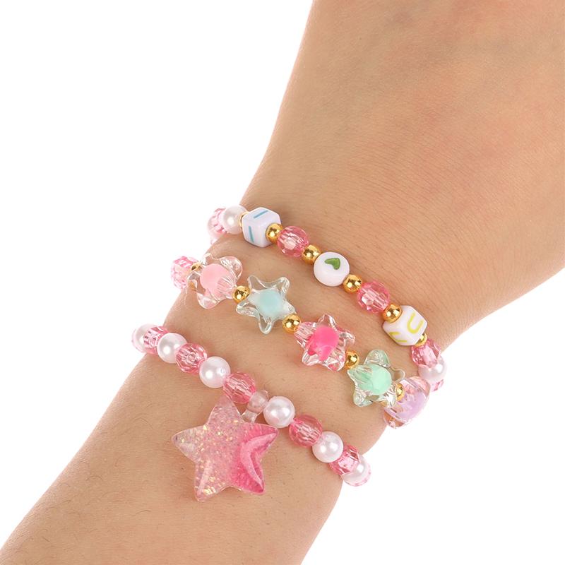 3 шт./компл. браслет, вечерние браслеты со звездами и буквами ярких цветов, детские браслеты с бусинами для девочек, подарок