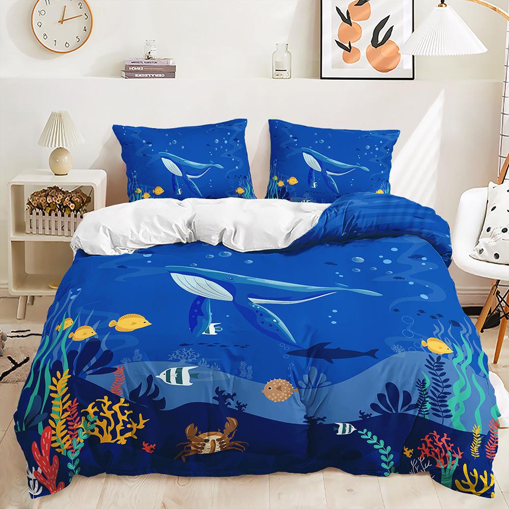 Bed Three-Piece Aquatic Animal Marine Quilt Cover 3D Digital Printing Kit