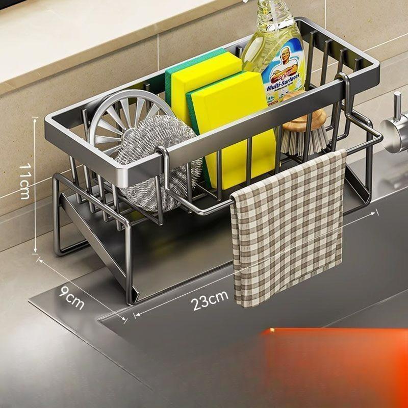 Держатель для губки для кухонной раковины, Самодренажный органайзер для кухонной раковины, Подставка для раковины, Аксессуары для мытья посуды, тряпки, мыла, скраба