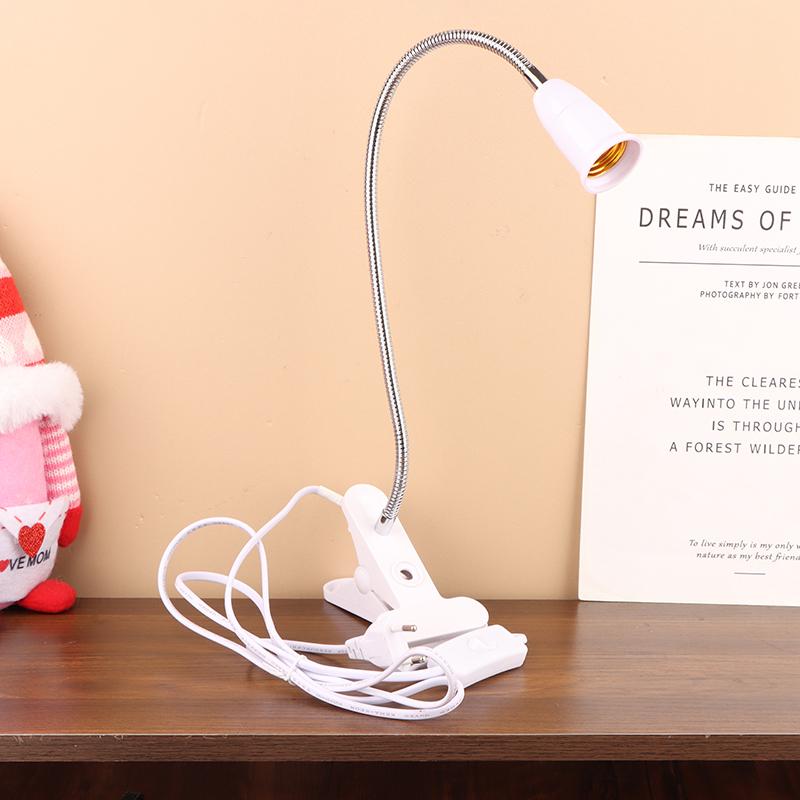 Eu Plug E27 Socket Adapter With Switch Cable 360 Degree Desk Lamp Holder Socket Gooseneck Clip-On Cable With Power On Switch