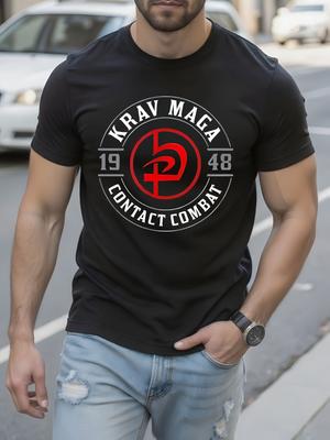 Футболка с ивритским символом и боевым дизайном Krav Maga - 100% Х...