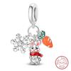 925 Silver Snowflake Snowman Penguin Charm Pendant Winter Jewelry Gift For Women DIY Birthday Present