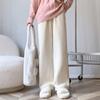 Chenille Wide-leg Pants for Women In Autumn and Winter Plus Velvet Thickened High Waist Loose Straight Pants Casual Floor Trousers