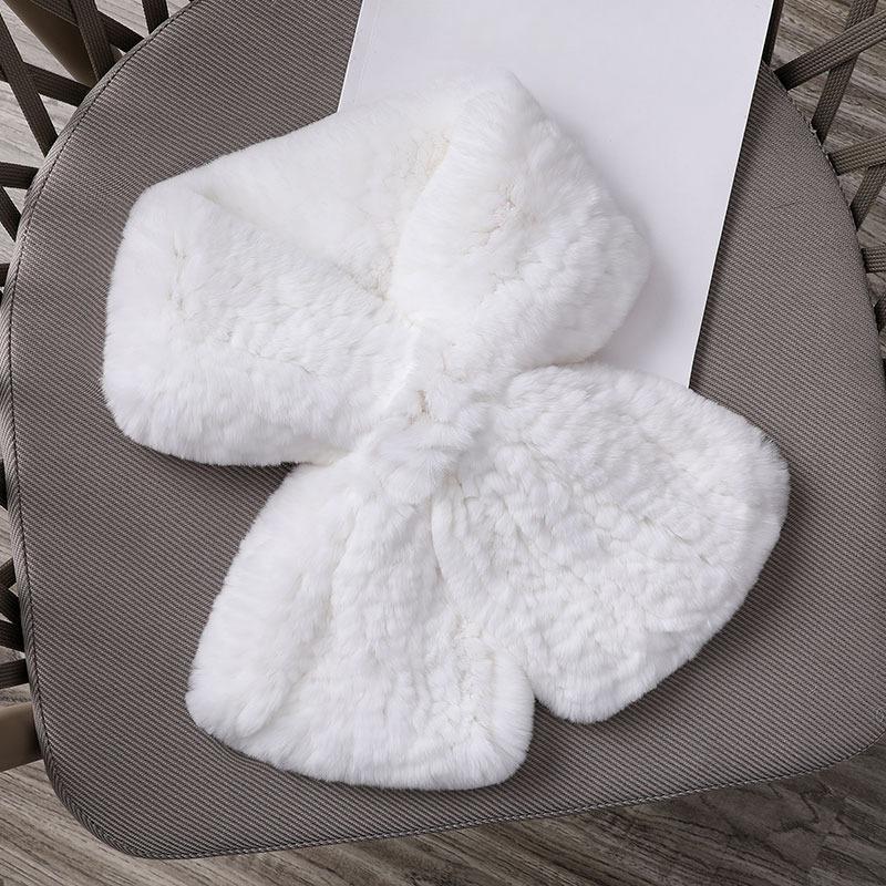 Шарф-шапка из шерсти кролика Рекс, комплект из двух предметов, зимняя женская шапка среднего и пожилого возраста, плетеная эластичная теплая утолщенная шапка из шерсти кролика Рекс