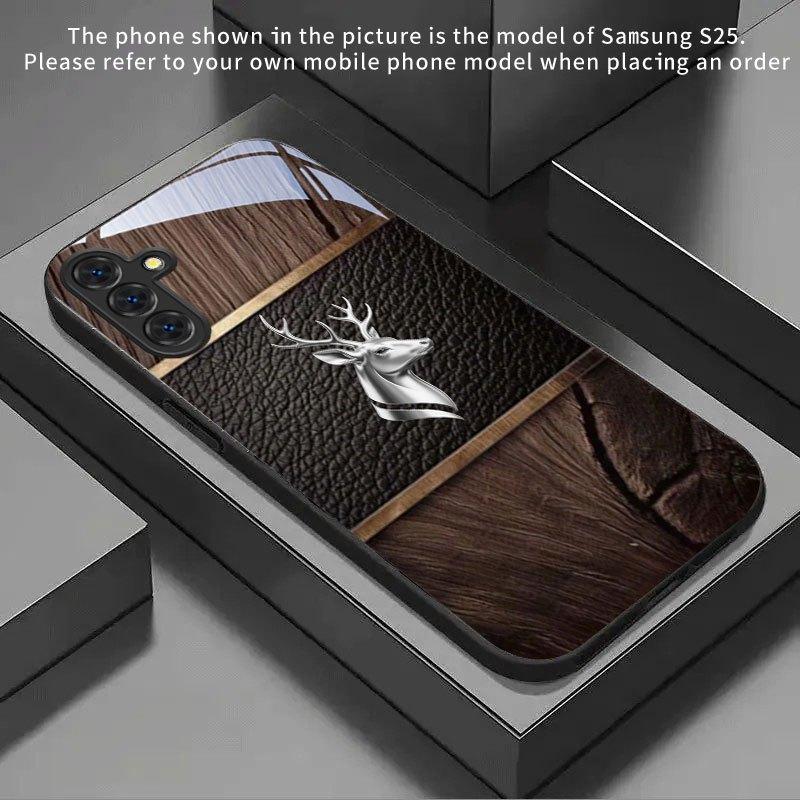 Luxury Wood Grain Deer Phone Case for Samsung Galaxy S26 S25 S24 S23 S22 S21 FE Ultra Plus Fashion Phone Cases Carcasa Fundas