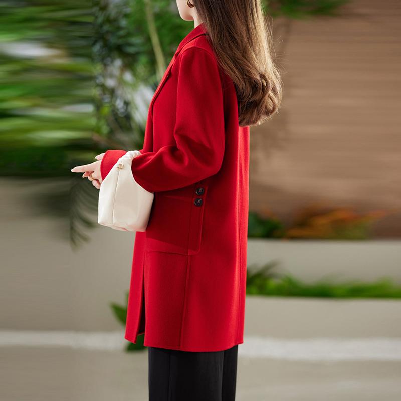 Женское пальто из 100% шерсти TIDENOVEL Осеннее шерстяное длинное пальто Ручной работы Пальто-бушлат Зимняя теплая шерстяная длинная куртка Пальто