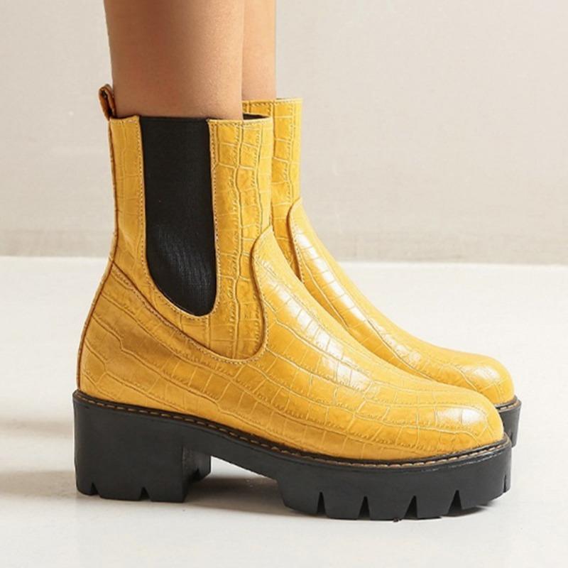 Женская зимняя обувь, ботильоны, ботинки на платформе и высоком каблуке, пикантные туфли с круглым носком, туфли martin, большие размеры 35-43