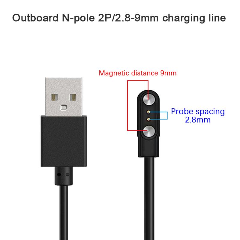 2-пиновый сильный магнитный зарядный кабель USB-зарядная линия шнур веревка Черный Белый Цвет Совместим с умными часами Универсальный