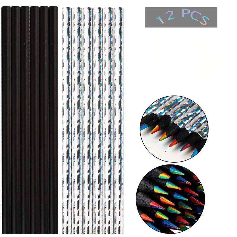 12 шт./набор кавайных радужных карандашей 7 цветов концентрические градиентные мелки детский подарок цветные карандаши художественная живопись канцелярские принадлежности для рисования